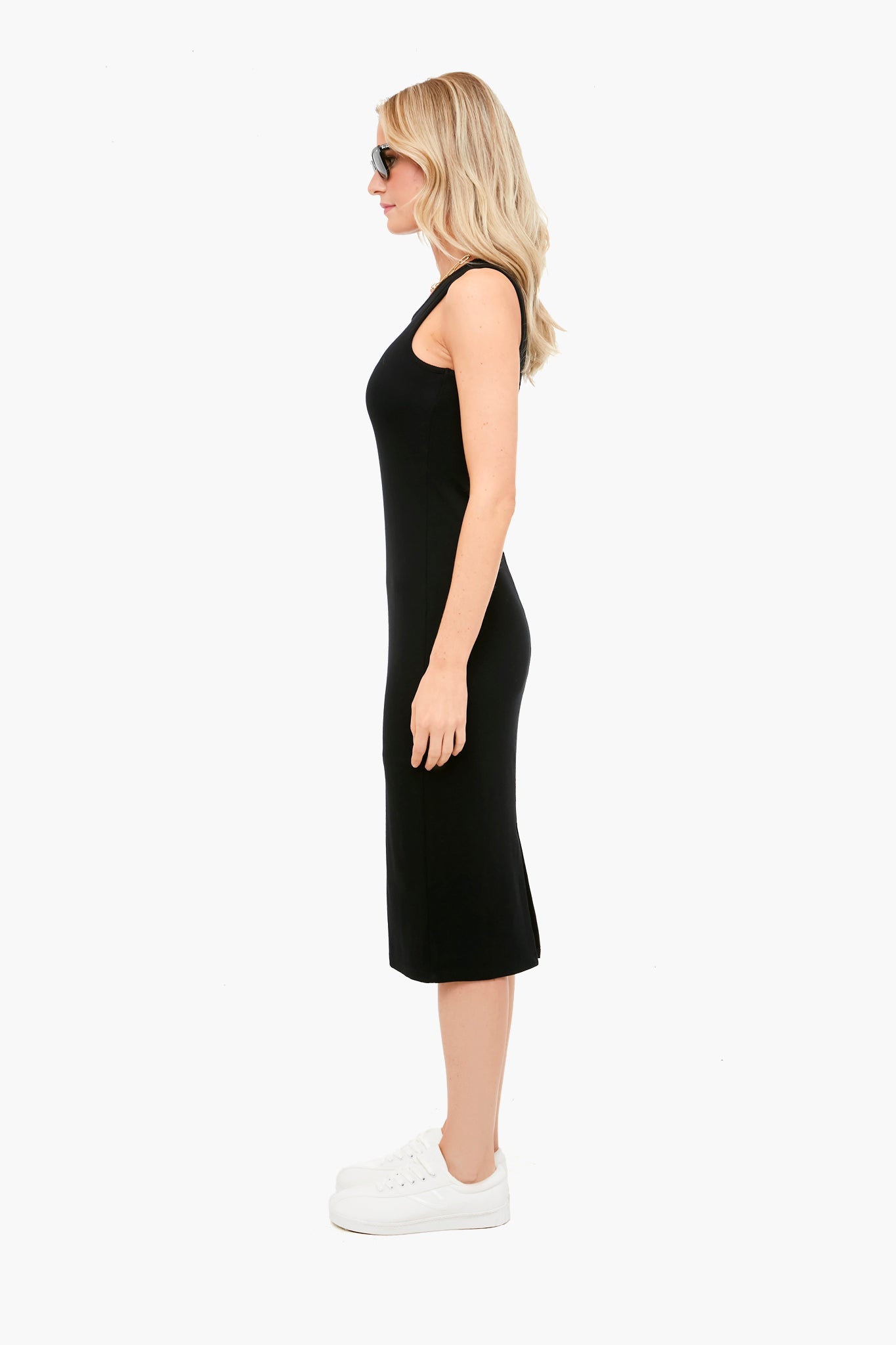Black Lexi Rib Daytime Midi Dress