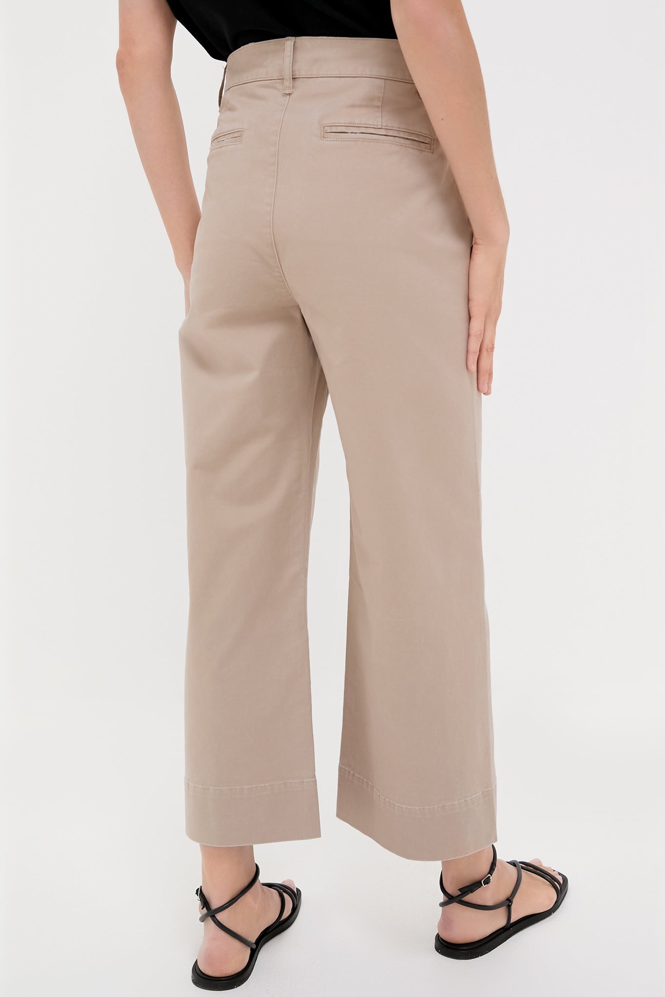 Khaki Chino Wide Leg Stretch Davis Pants