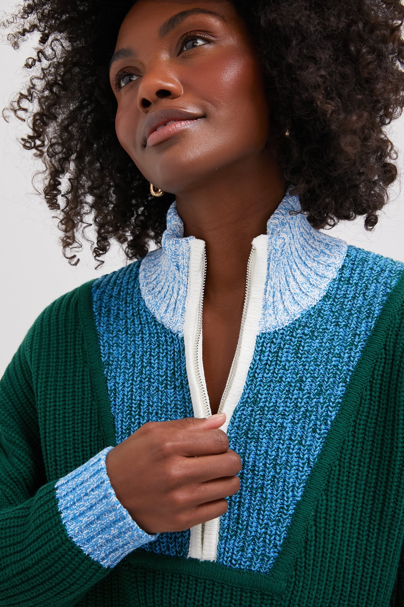 Jungle, Sky and Ivory Cropped Hampton Sweater