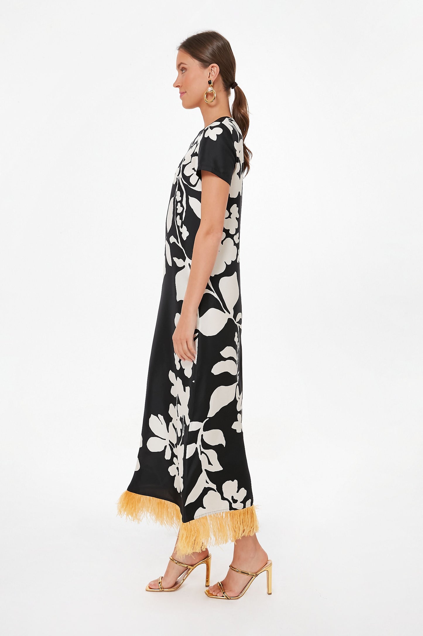 Winter Jasmine Swing Dress with Feathers
