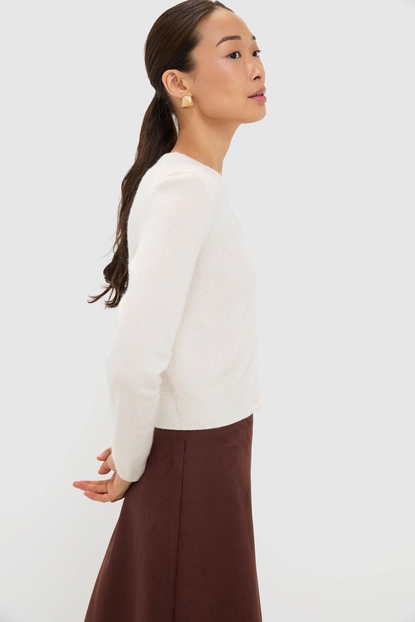 Ivory Cashmere Riley Cardigan