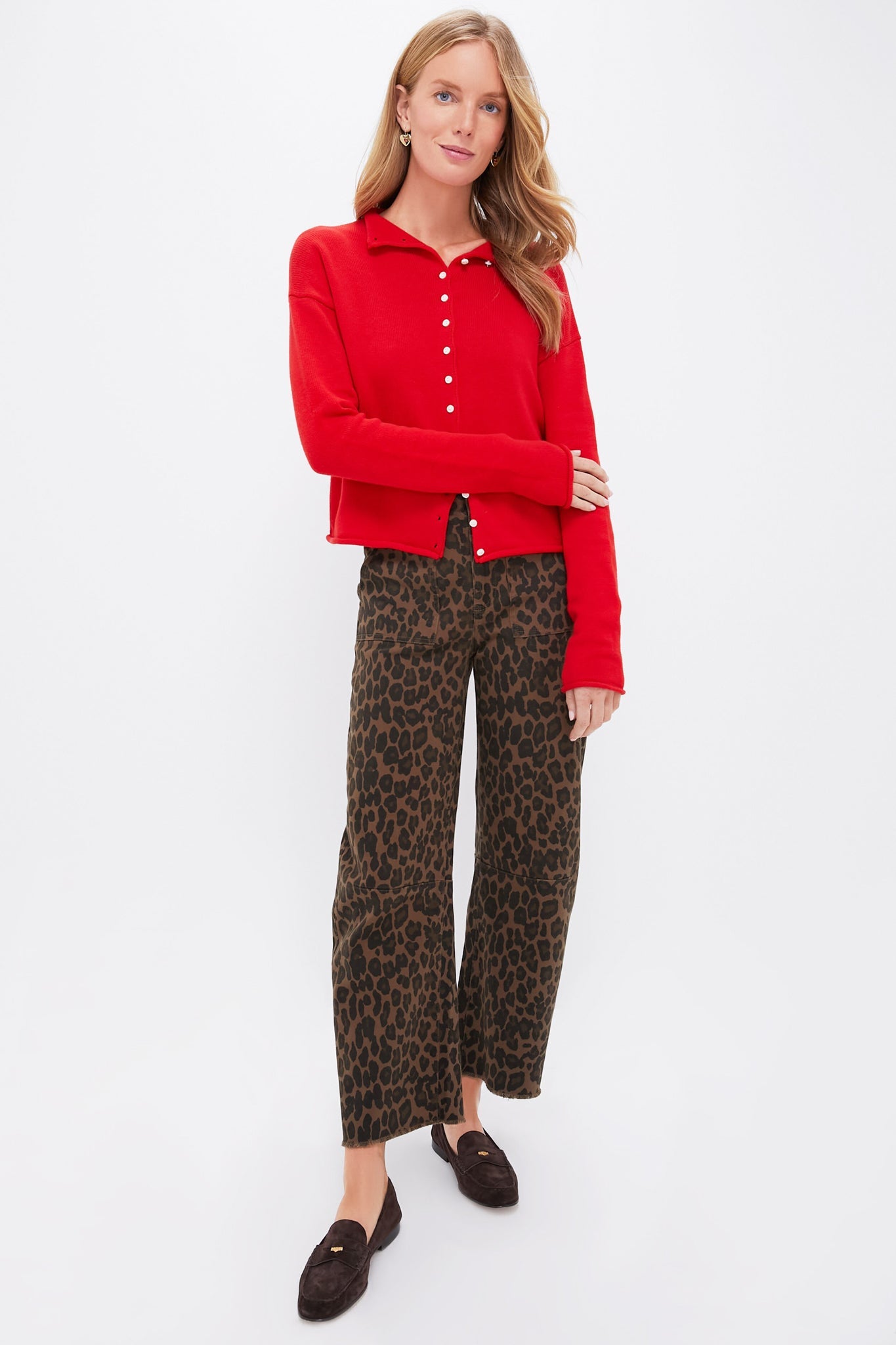 Fire Red Taylor Rollneck Cardigan