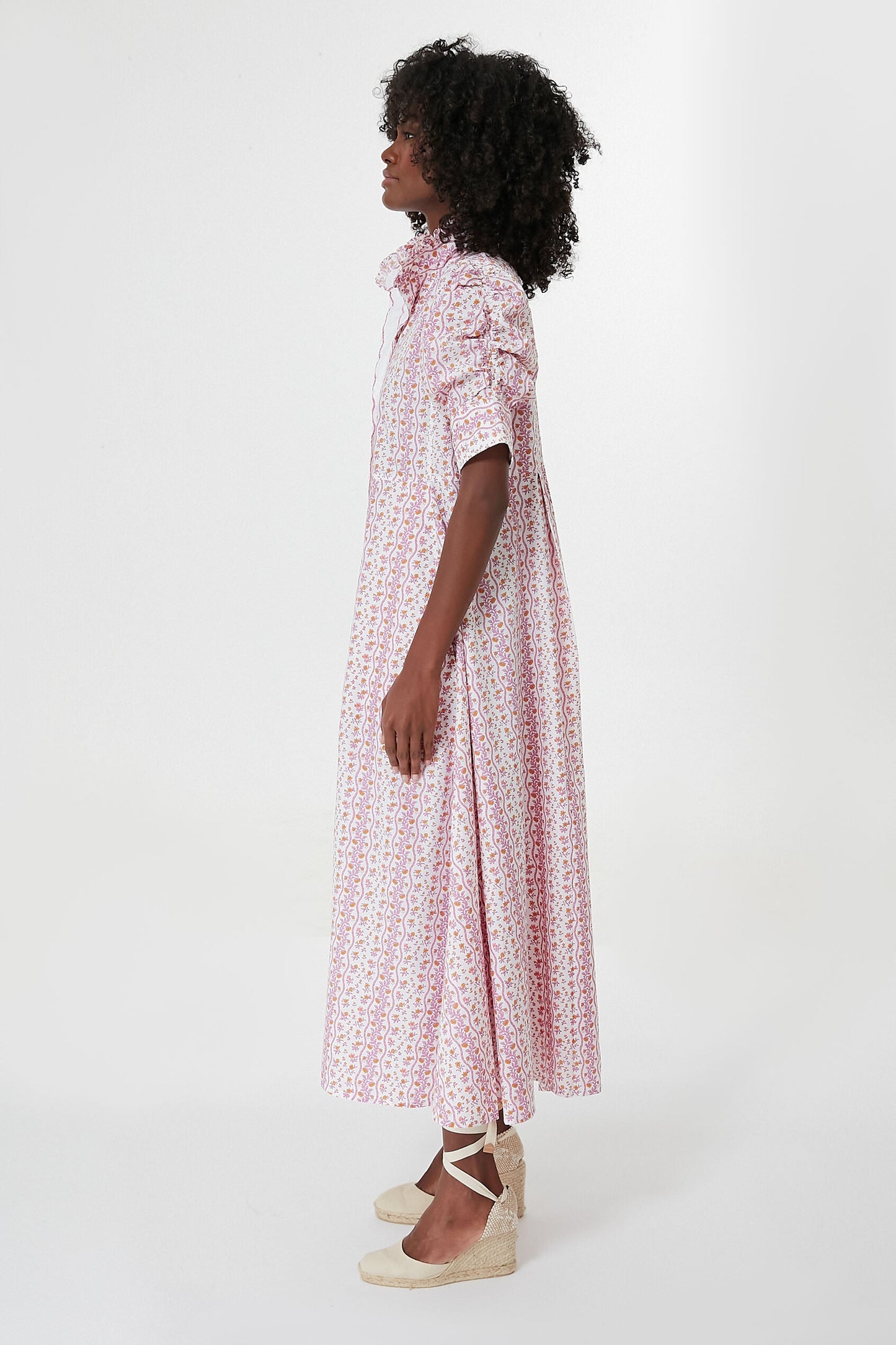 Pink Floral Venetia Midi Dress