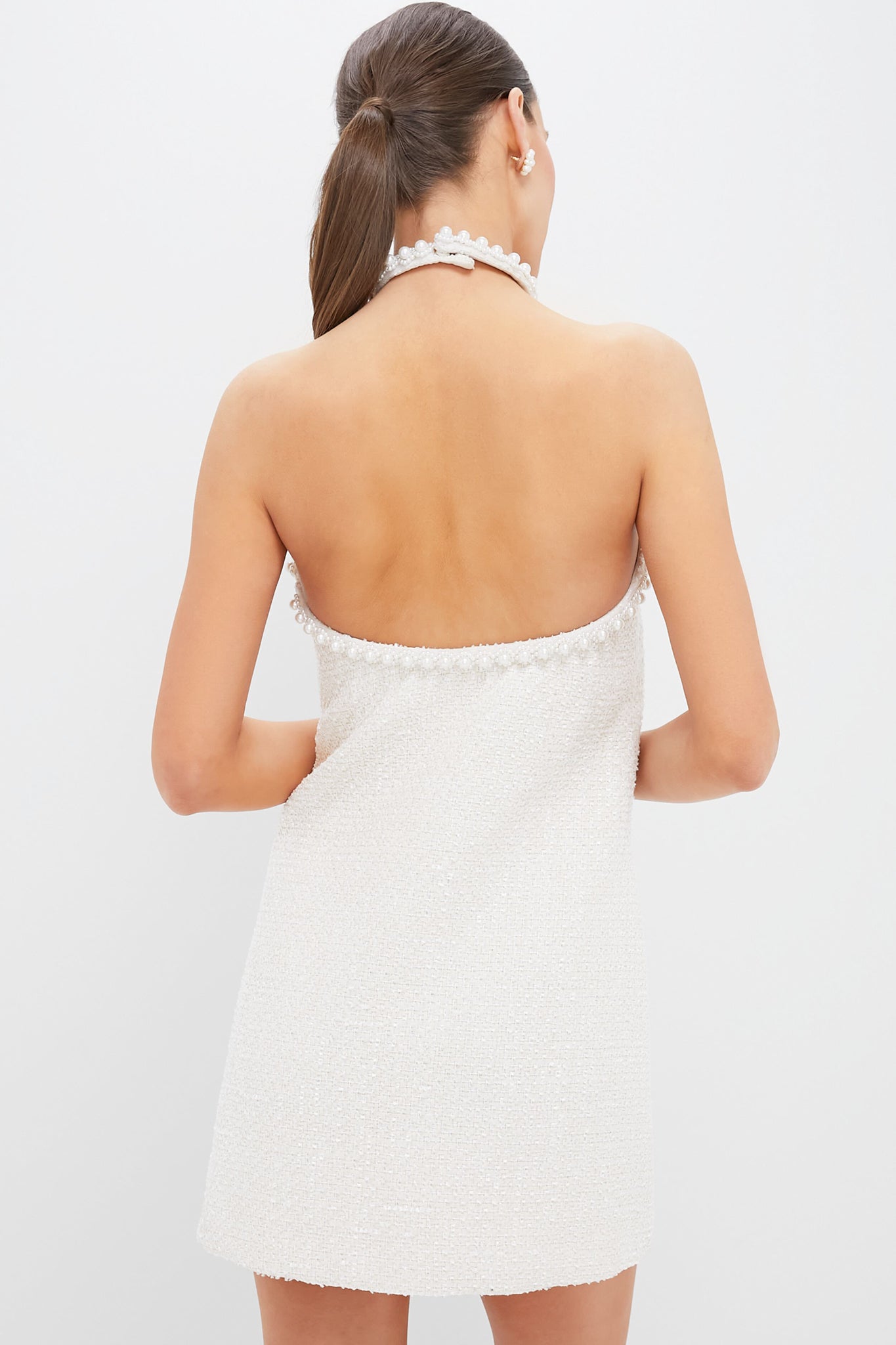 Cream Tweed & Pearl Petra Mini Dress