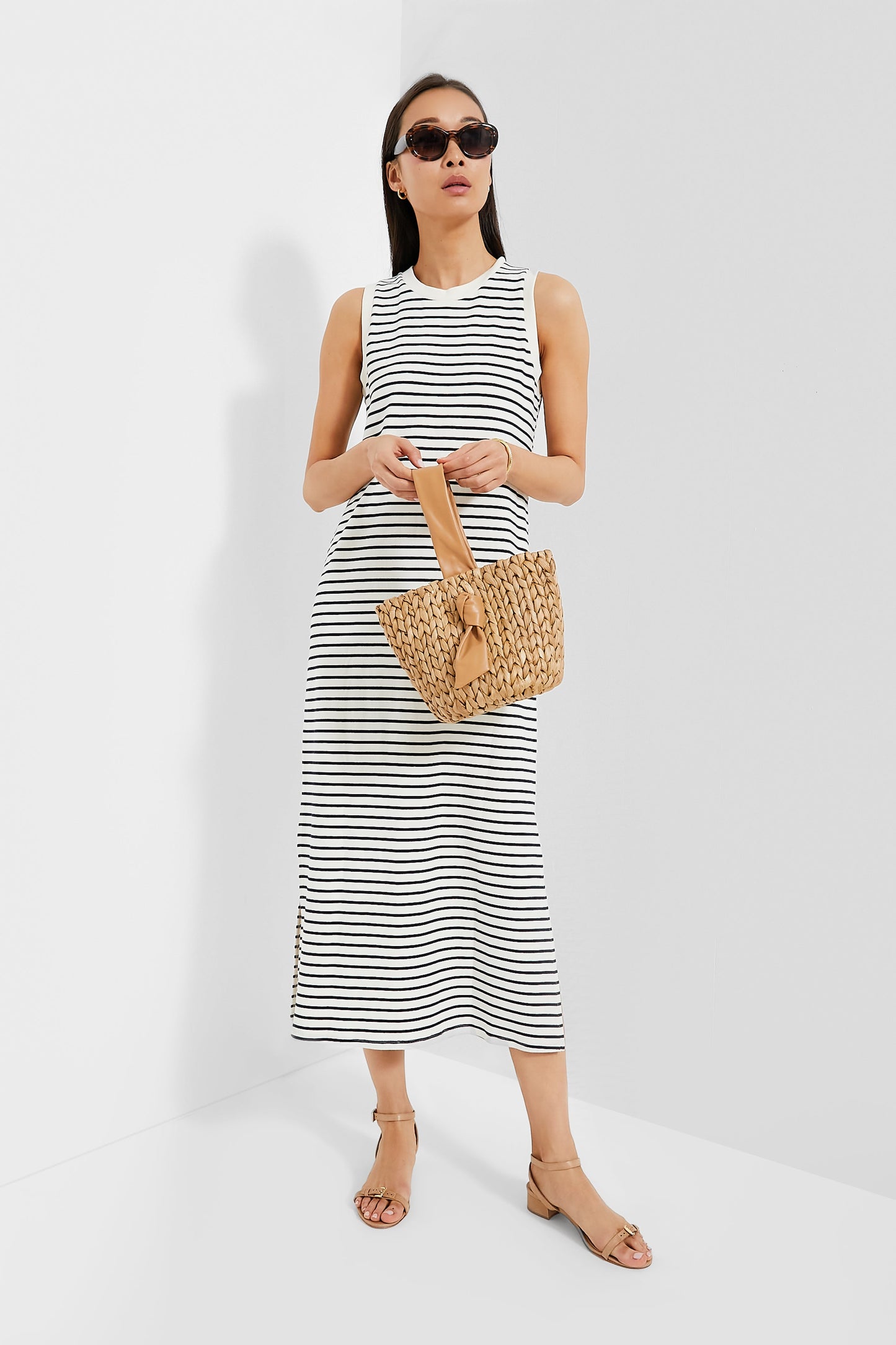 Navy Stripe Sleeveless Gio Maxi Dress