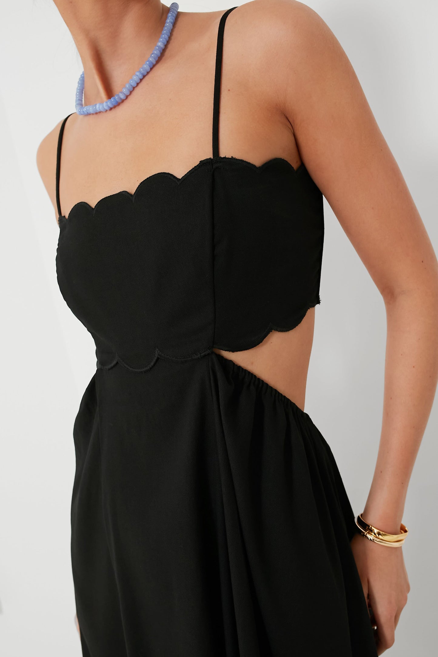Black Scallop Hem Dress