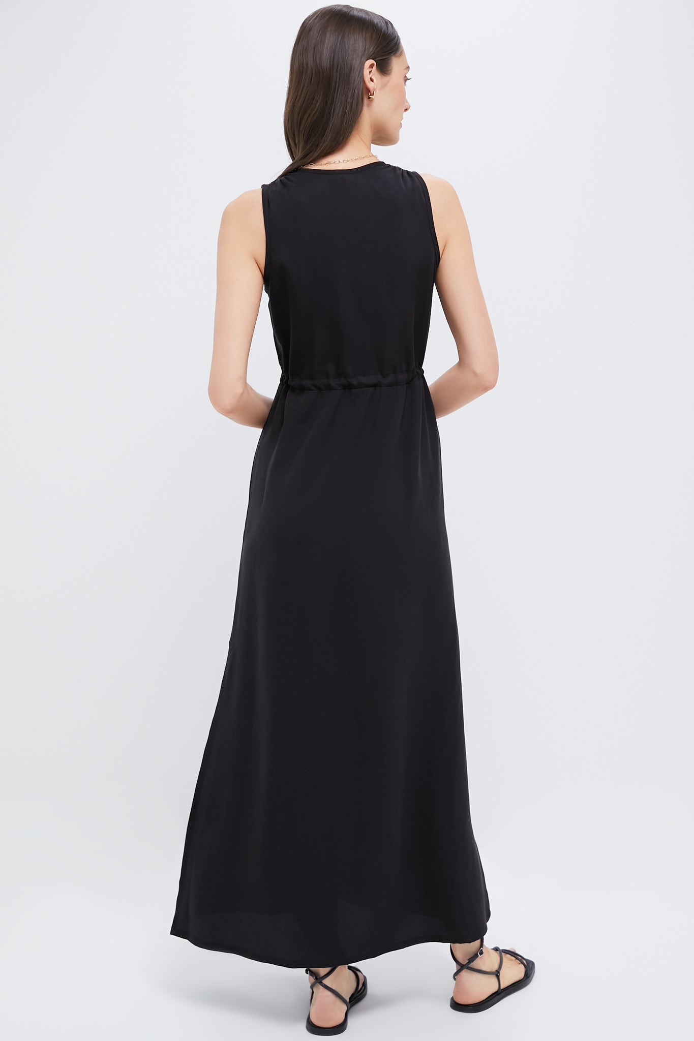 Black Tencel Grecian Keyhole Dress