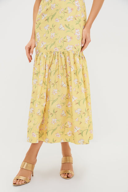 Yellow Hibiscus Low-Back Dress