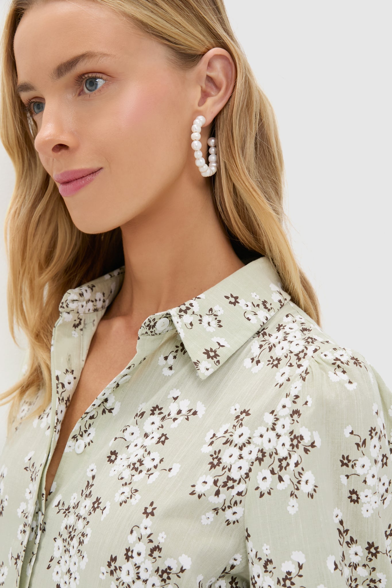 Green Ditsy Floral Cotton Mabel Maxi Dress