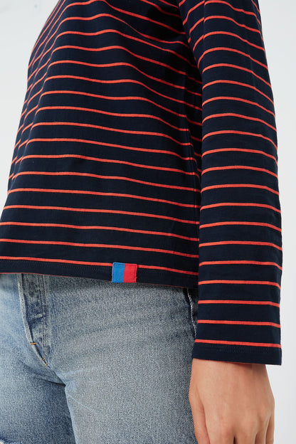 The Navy and Poppy Striped Turtleneck