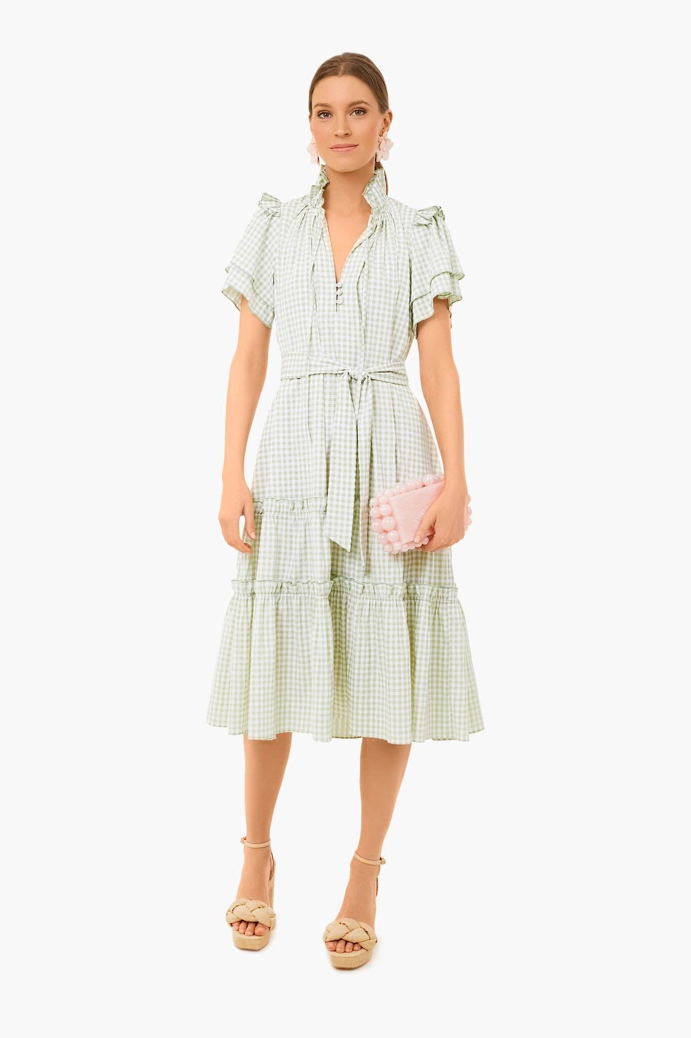 Pale Green Check Matthews Dress