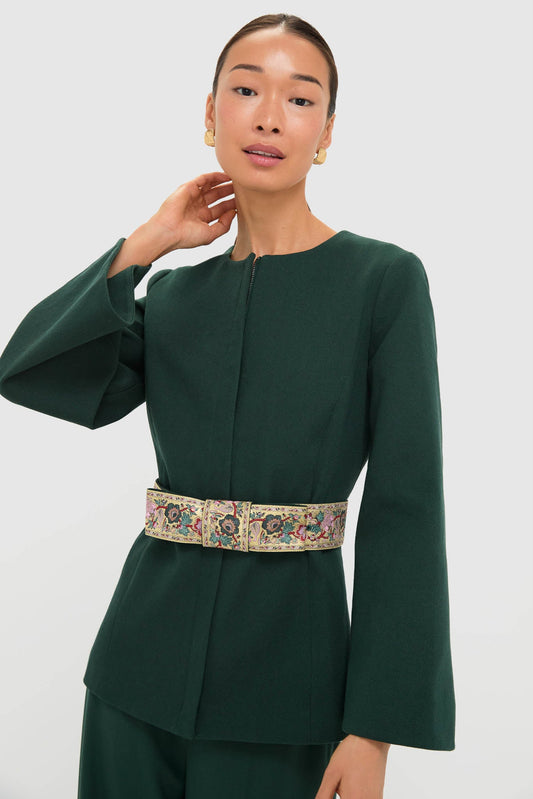 Garden Scrollwork Jacquard Belted Rhoda Tunic Top