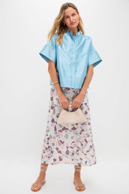 Robin's Egg Blue Trapunto Stitch Sofia Shirt