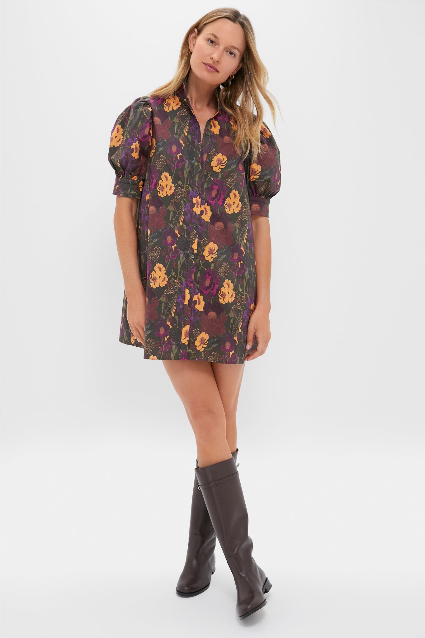 Burnt Orange Floral Louisa Mini Dress