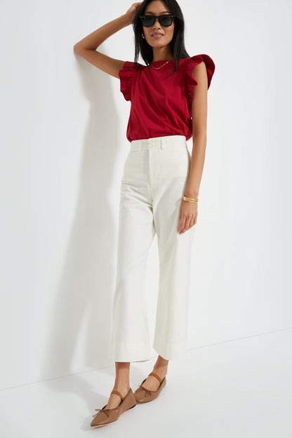 Red Kaia Flutter Sleeve Tee