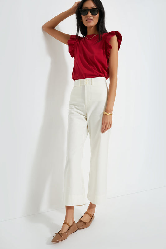 Red Kaia Flutter Sleeve Tee