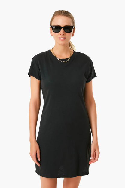 Black Modern Slub Tee Dress