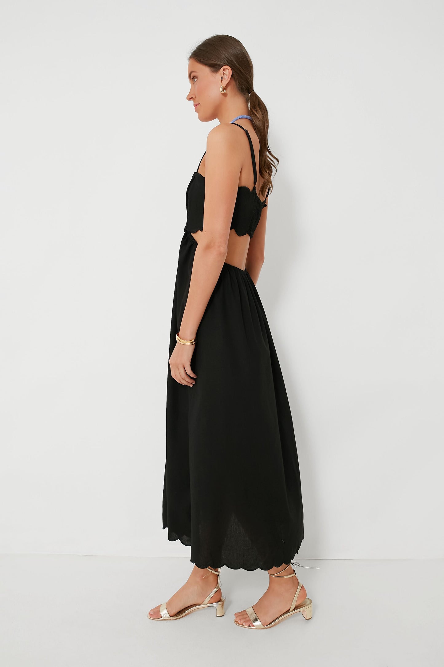 Black Scallop Hem Dress