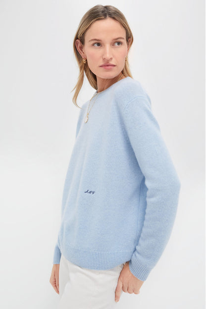 Ice Blue Cashmere Bodie Boyfriend Crewneck