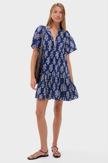 Pressed Flowers Blue Organic Isla Dress