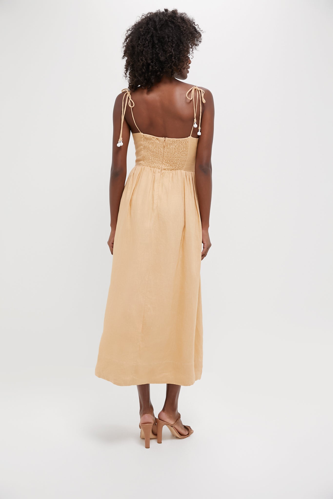 Sand Richelieu Cup Midi Dress