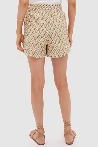 Beige Trellis Floral Jasmine Shorts