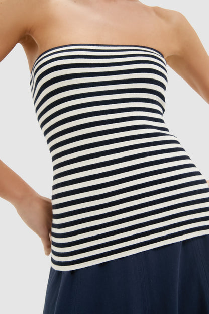 Navy and Ivory Stripe Knit Ilena Top