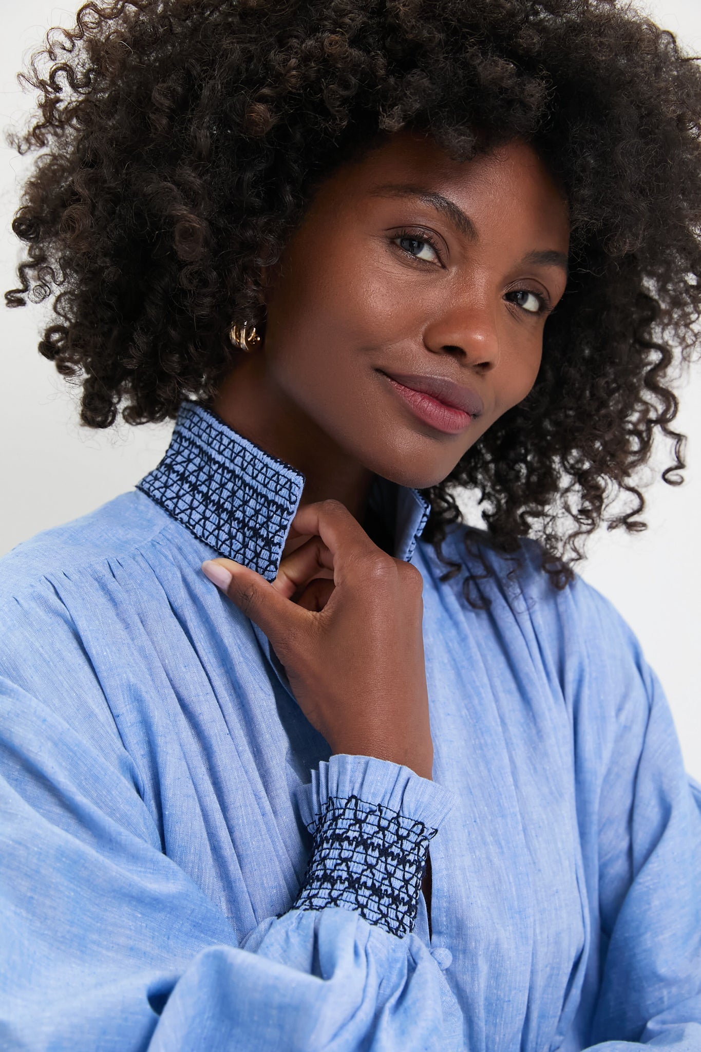 Chambray Embroidered Aubury Dress