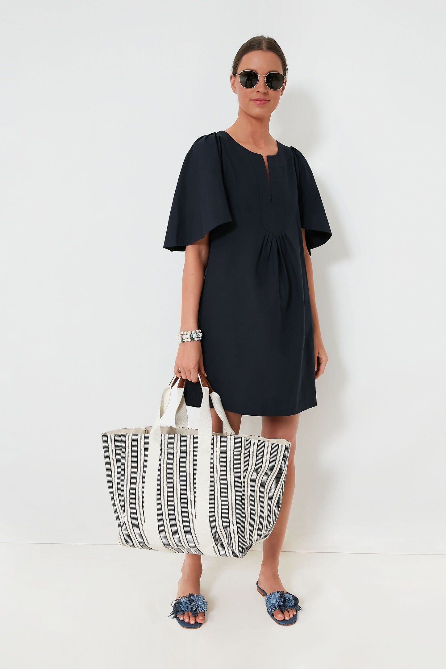 Deep Navy Finley Flutter Sleeve Dress