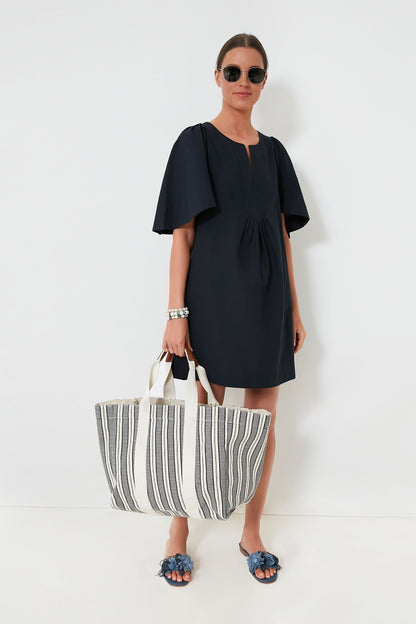 Deep Navy Finley Flutter Sleeve Dress