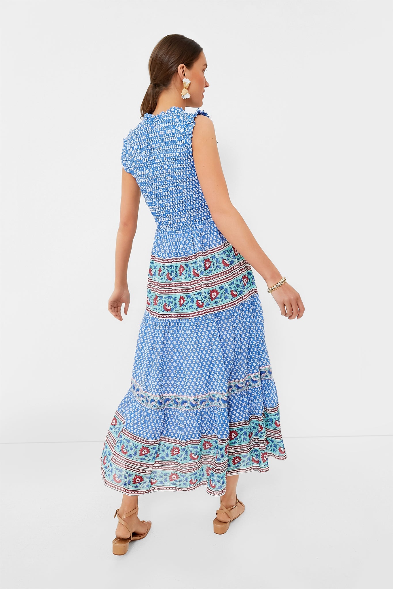 Campania Blue Sleeveless Smocked Maxi Dress
