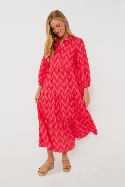 Hot Pink Ikat Mabel Maxi Dress