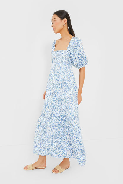 Wisteria Vines Santiago 3 Short Sleeve Maxi Dress