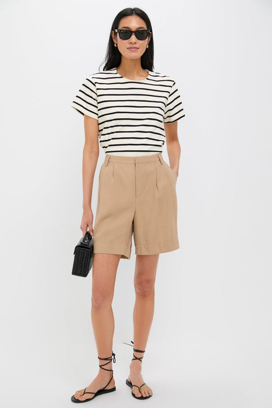 Khaki Pleated Felix Shorts