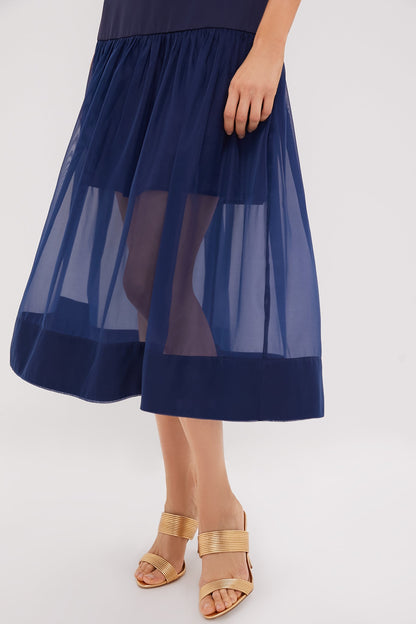 Navy Drop Waist Dawson Midi Dress