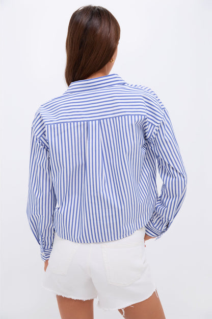 Blue Stripe Cropped Jasper Button Down