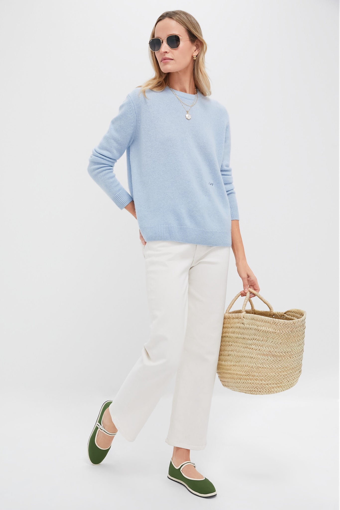Ice Blue Cashmere Bodie Boyfriend Crewneck