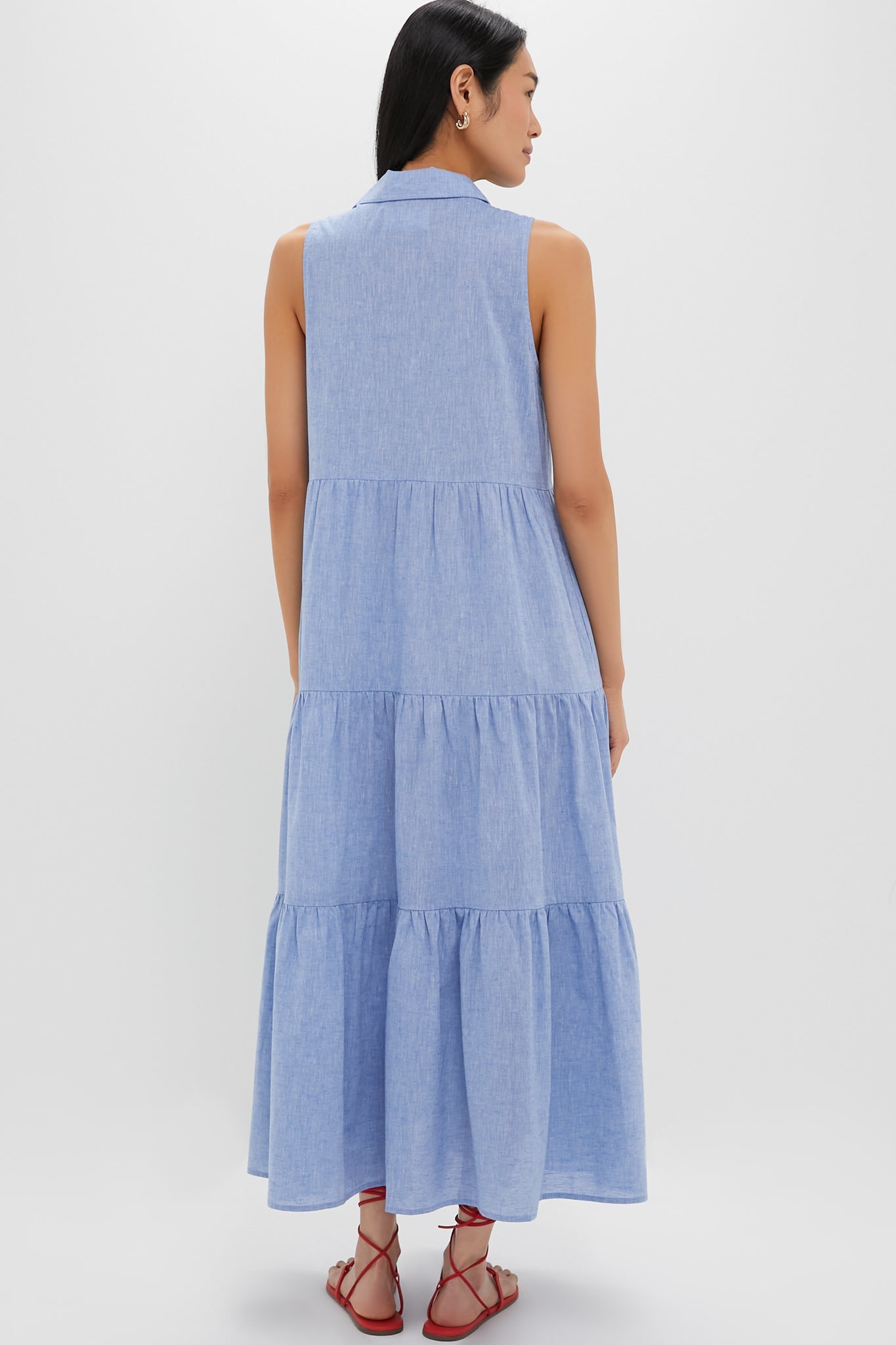 Chambray Sleeveless Mabel Maxi Dress