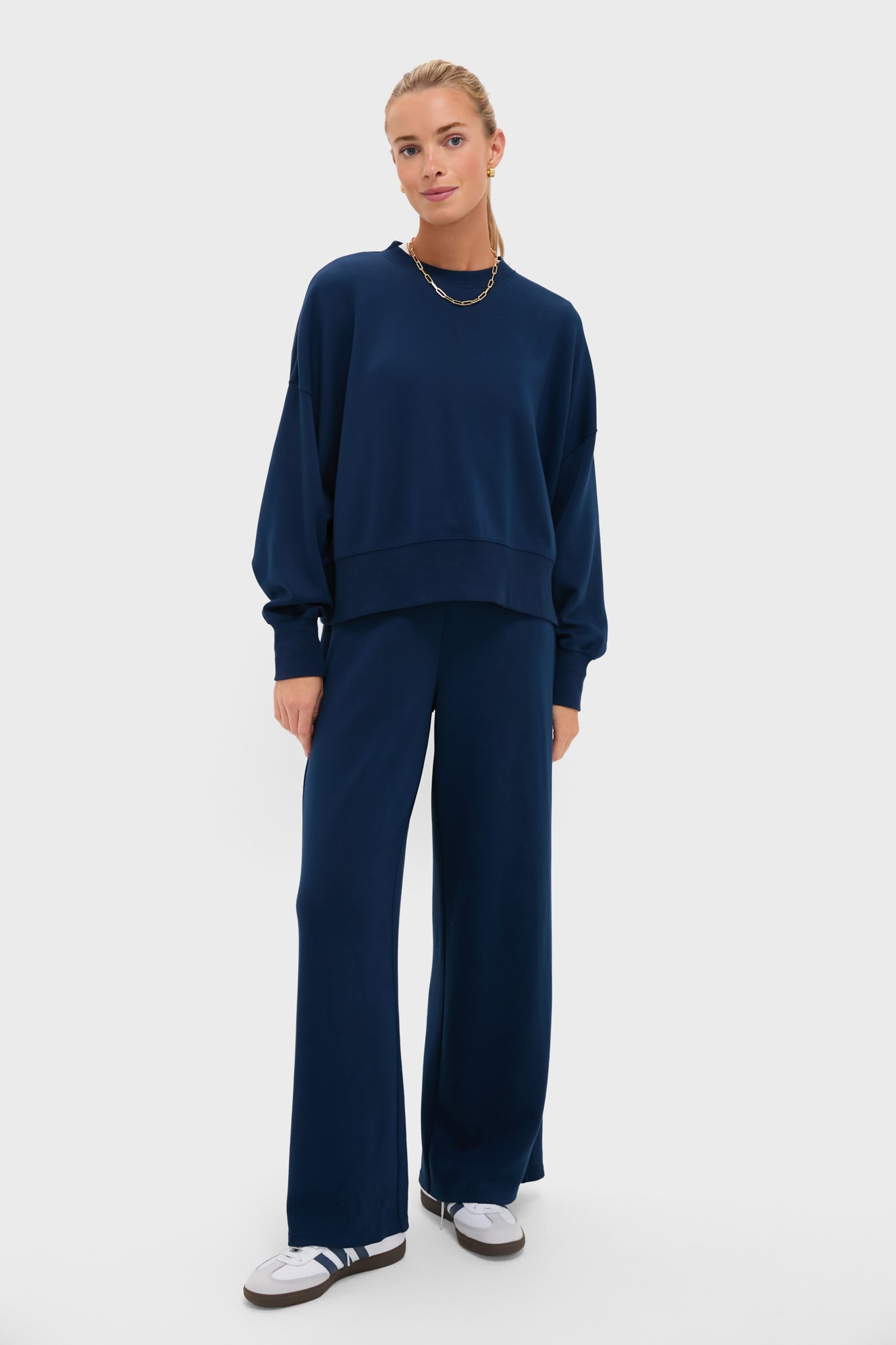 Navy Wide Leg Comfort Stretch Finn Sweatpants