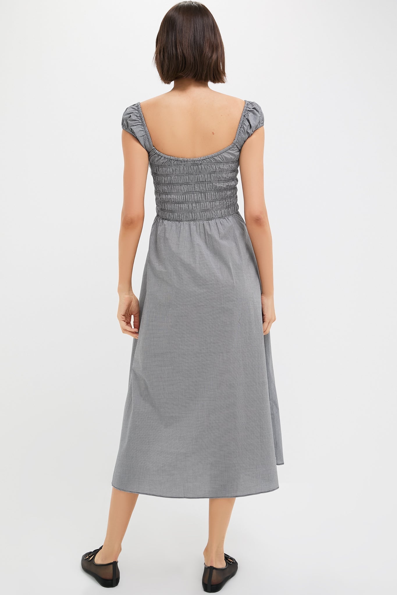 Black Gingham Amelie Midi Dress