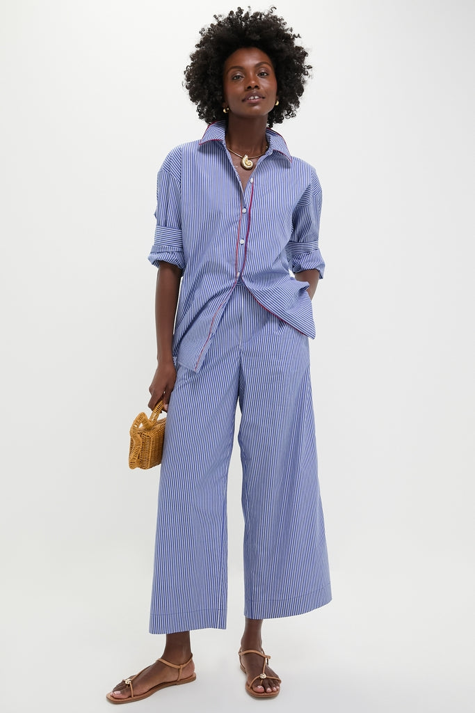 Royal Blue and White Stripe Wexler Button Down