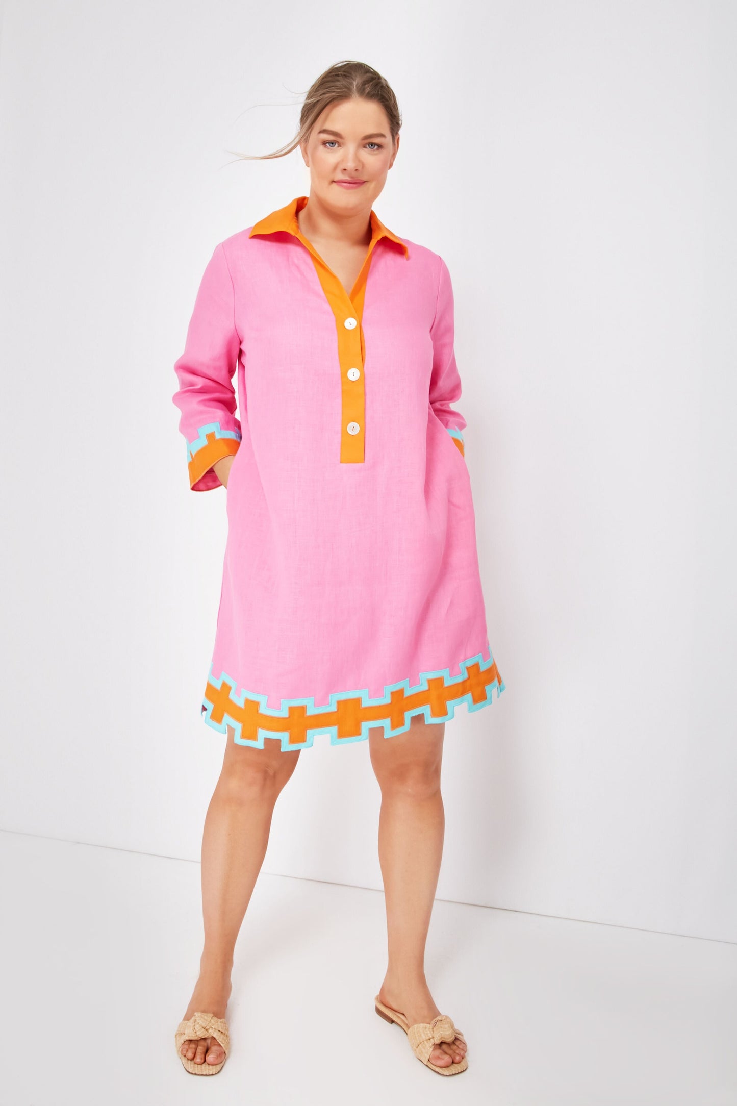 Peony Pink and Tangerine Collier Dress