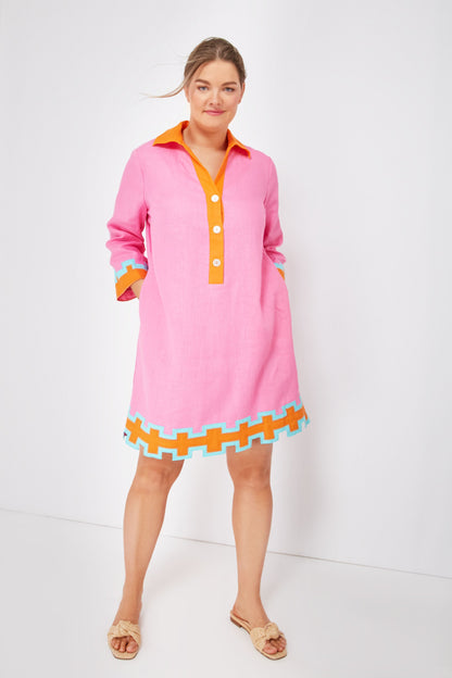 Peony Pink and Tangerine Collier Dress