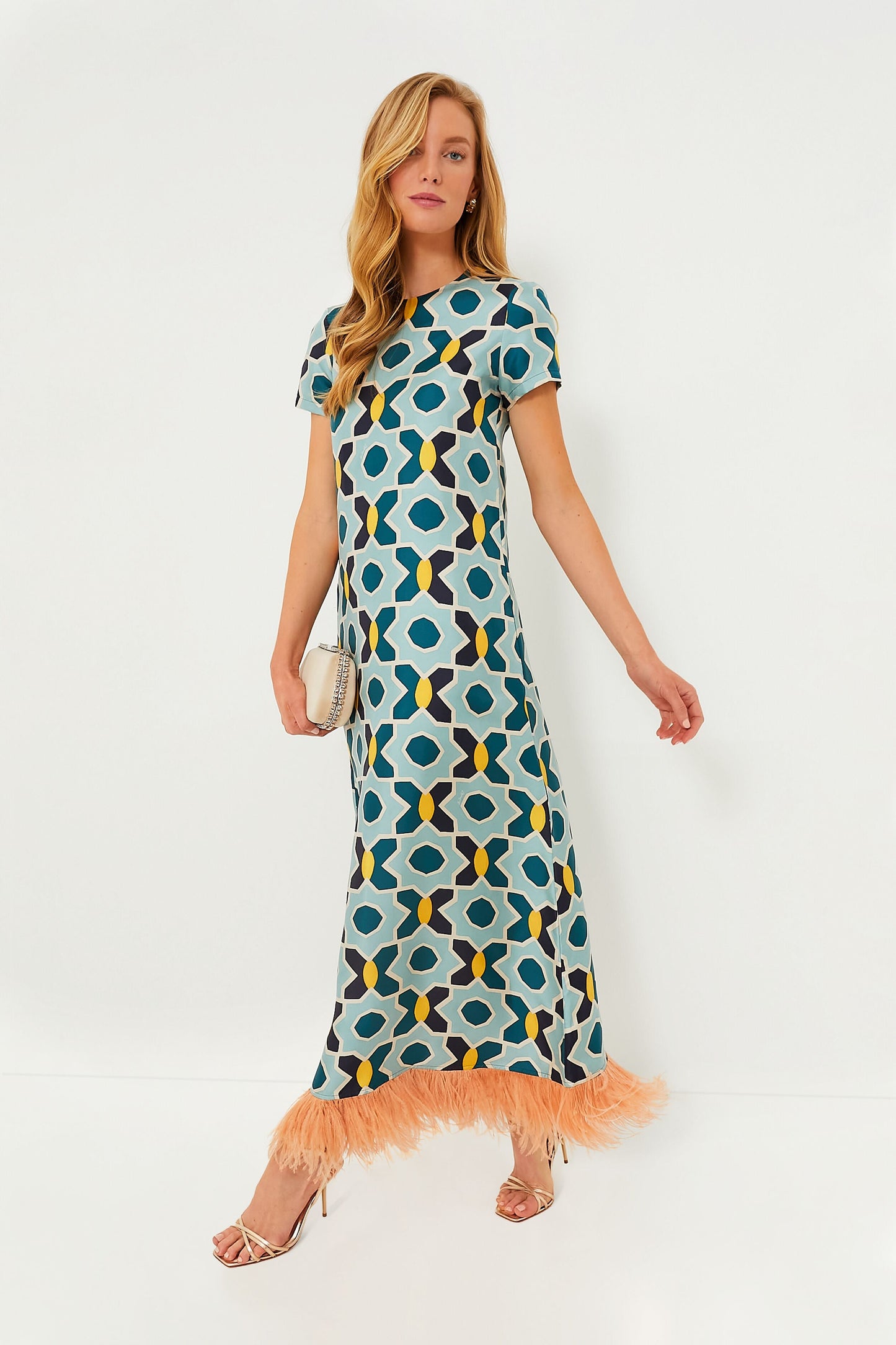 Plaza Swing Dress with Feathers