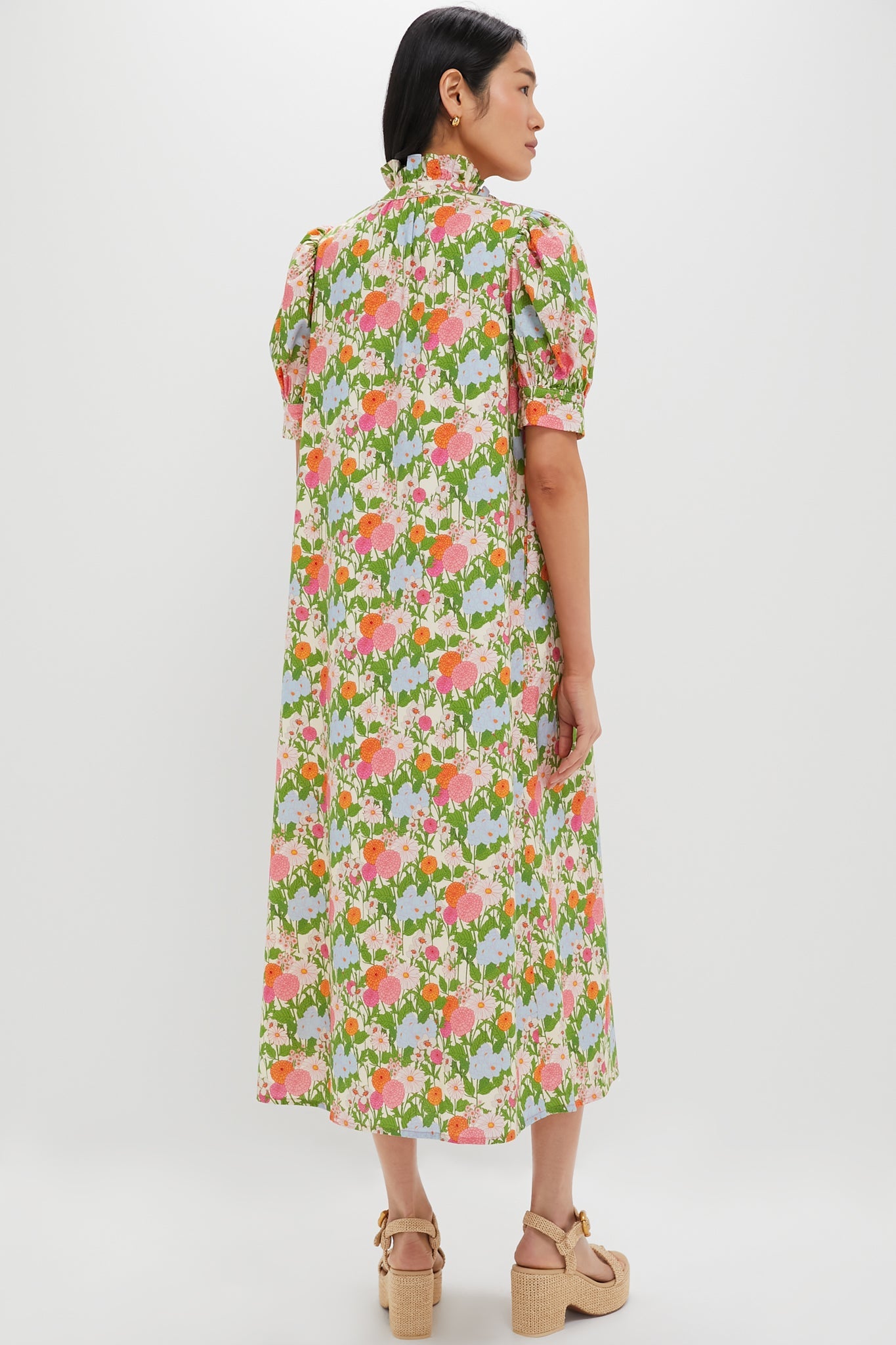 Multi Green Begonia Floral Louisa Maxi Dress