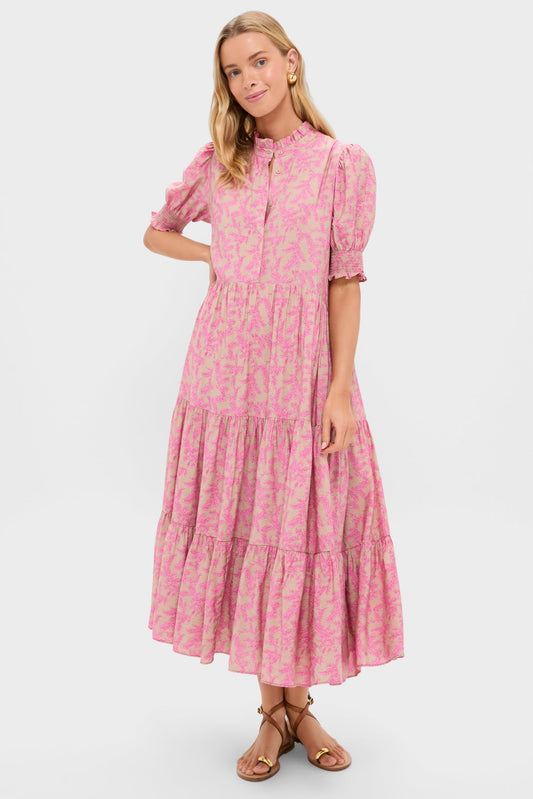 Tan & Pink Vines Bennett Maxi Dress