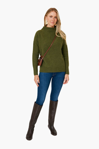 Heather Bay Leaf Funnel Neck Sweater