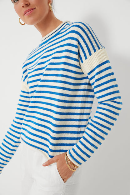 Ultramarine and Ivory Mariner Roll Neck