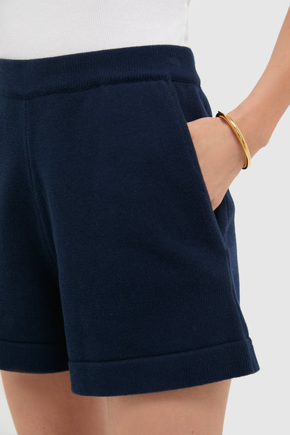 Navy Knit Beau Shorts