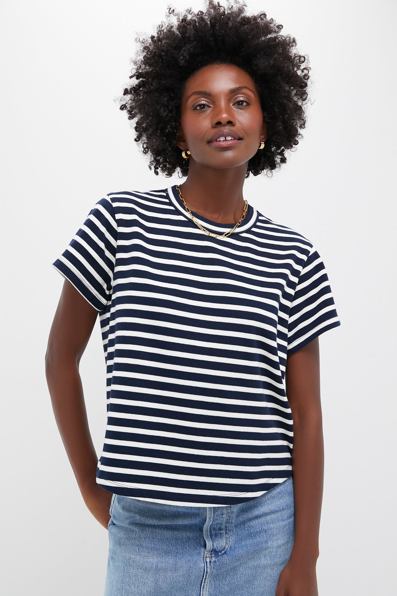 Navy and Ivory Stripe Parker Classic Tee